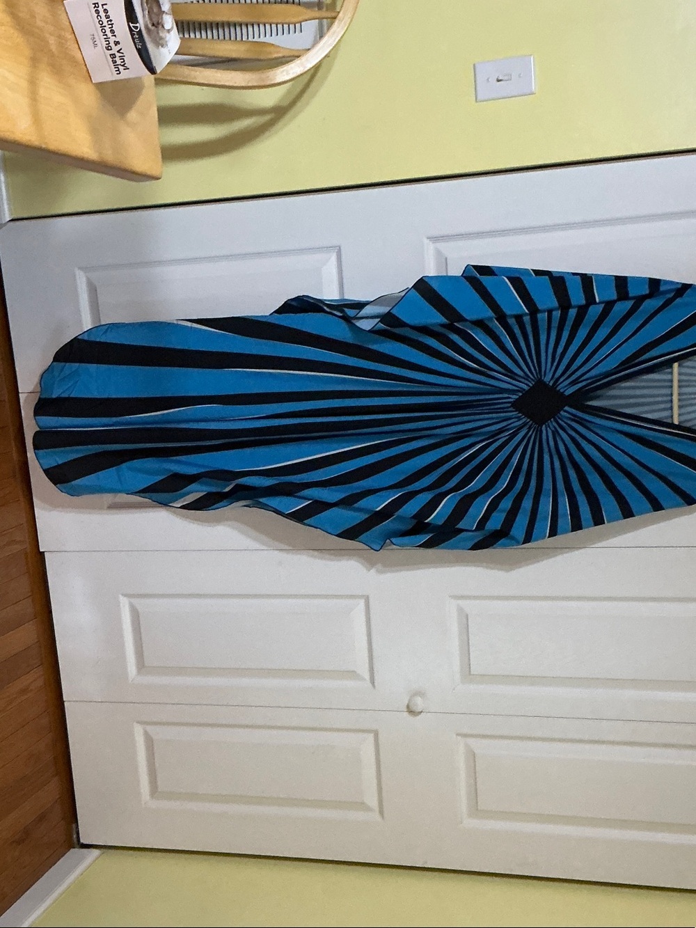 Blue and Black Striped Maxi Dress - Sleek Sunburst Design